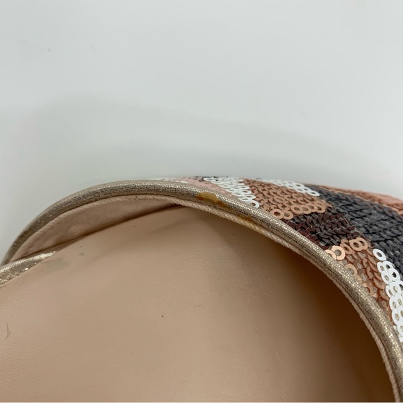 INC Crescent Sequin Boho Southwestern Cutout Closed Toe Flats Rose Gold Gray - Picture 9 of 13